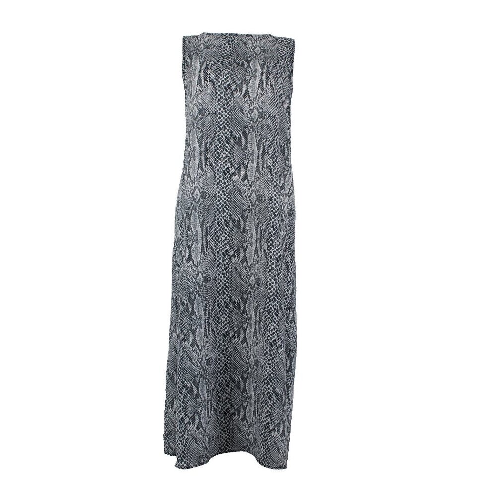 Chads Place Dress $40 Sz 18 Black White Reptile Print Unlined 100% Poly Dres